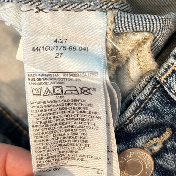 Gap Denim High Rise Vintage Slim Jeans Light Vintage Wash Dark Hilda Size 27 4 - Picture 5 of 6